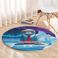 I Stand With Greenland Round Carpet Funny Sealion Founding