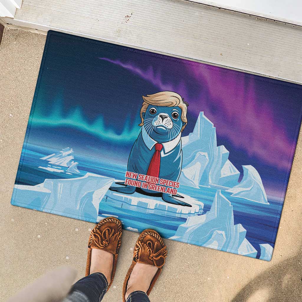 I Stand With Greenland Rubber Doormat Funny Sealion Founding