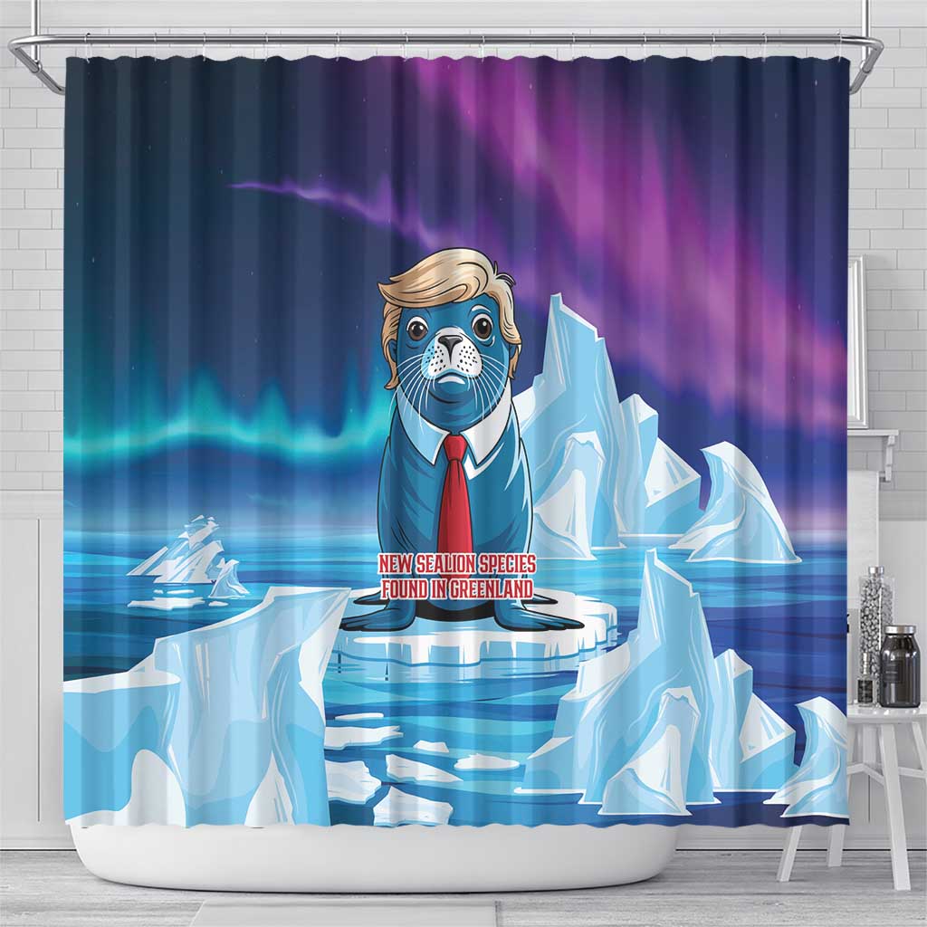 I Stand With Greenland Shower Curtain Funny Sealion Founding
