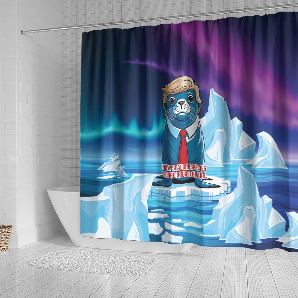 I Stand With Greenland Shower Curtain Funny Sealion Founding