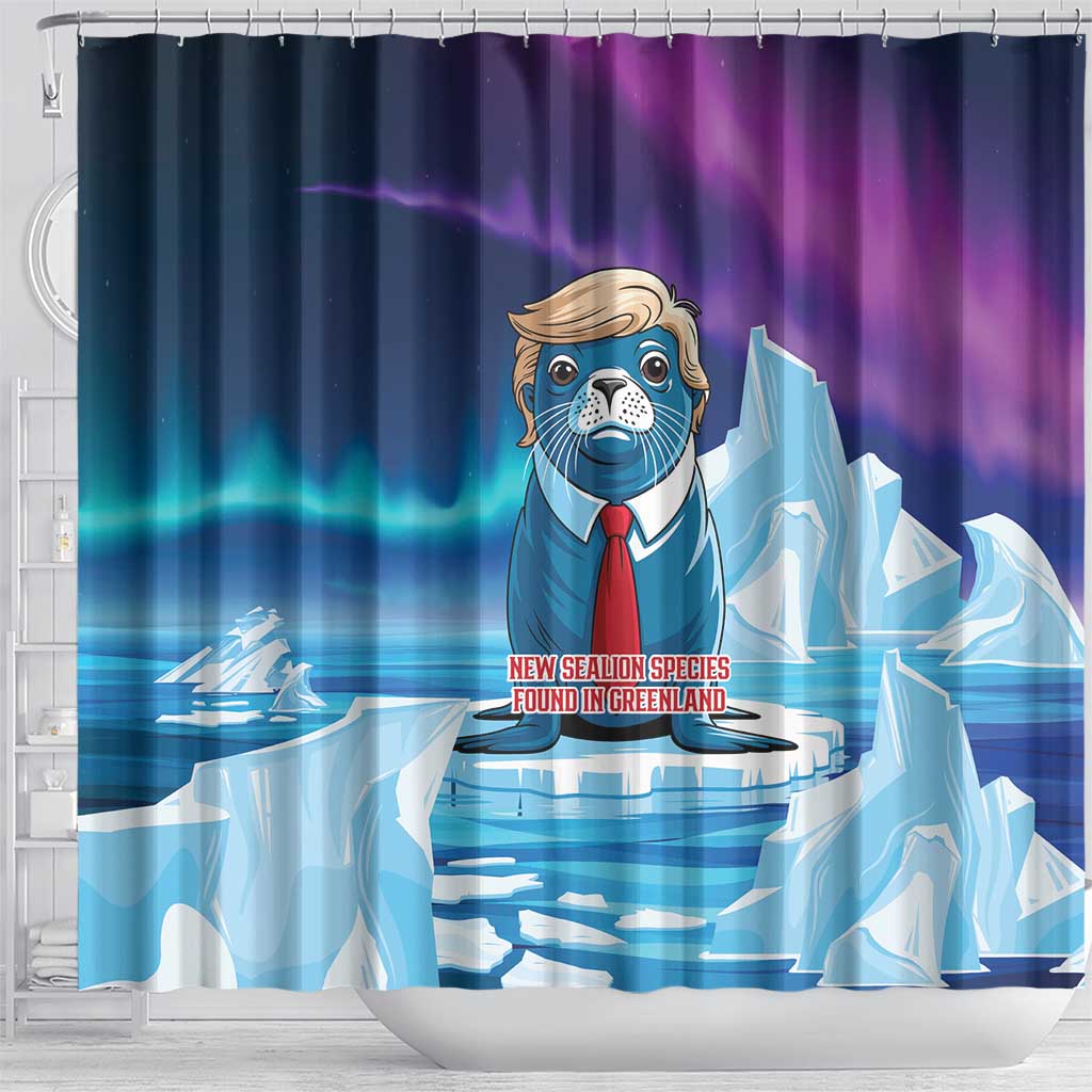 I Stand With Greenland Shower Curtain Funny Sealion Founding