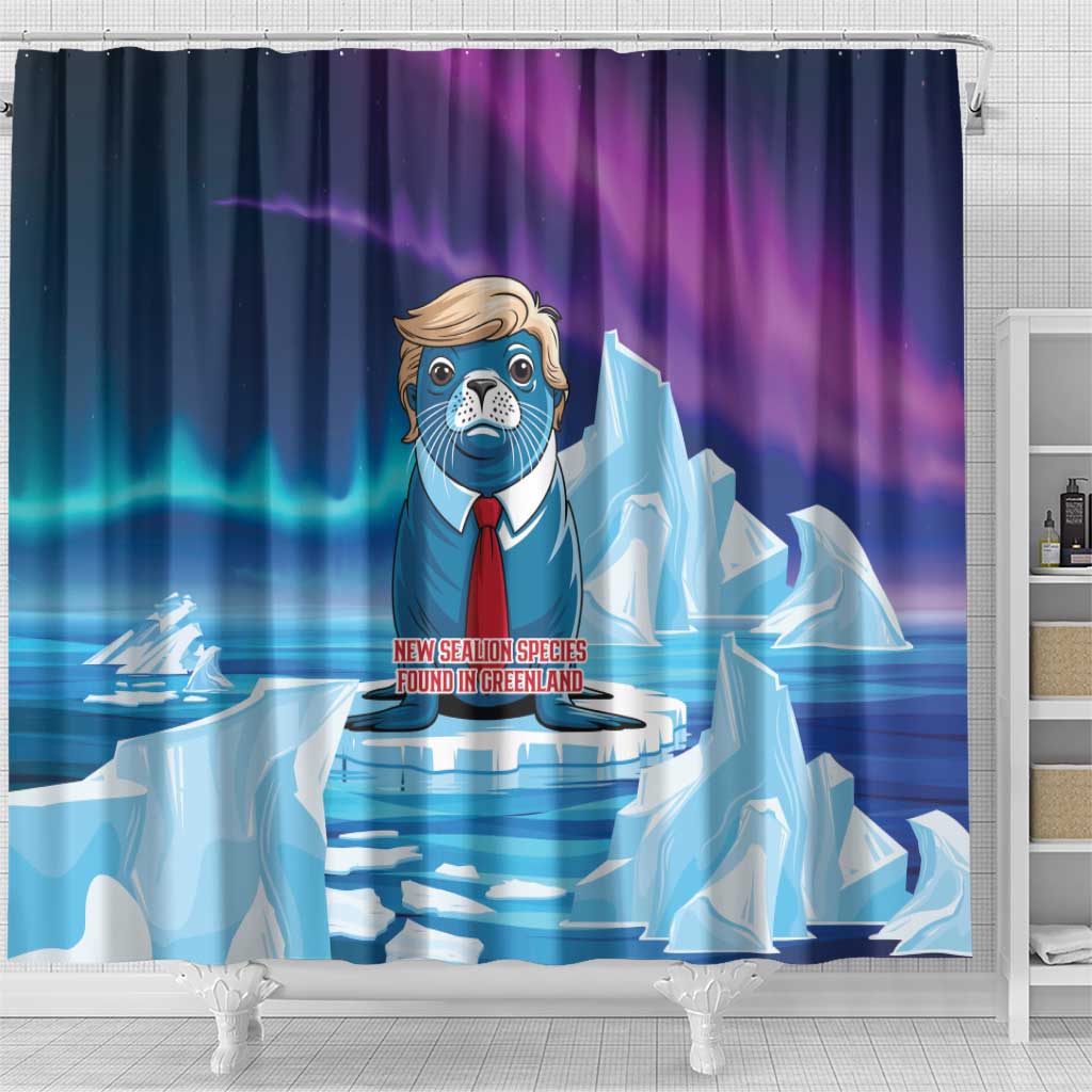 I Stand With Greenland Shower Curtain Funny Sealion Founding