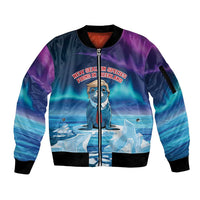 Personalized I Stand With Greenland Sleeve Zip Bomber Jacket Funny Sealion Founding