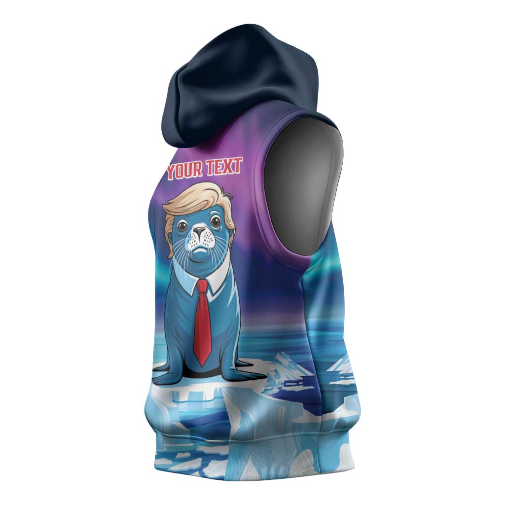 Personalized I Stand With Greenland Sleeveless Hoodie Funny Sealion Founding