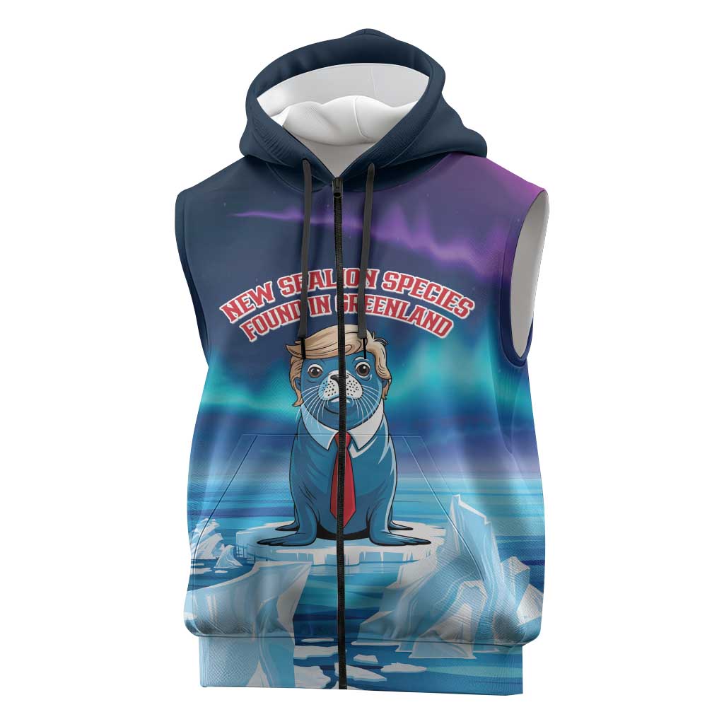 Personalized I Stand With Greenland Sleeveless Zip Hoodie Funny Sealion Founding