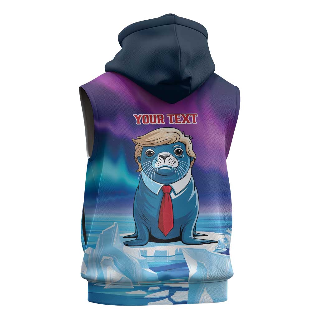 Personalized I Stand With Greenland Sleeveless Zip Hoodie Funny Sealion Founding