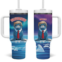 Personalized I Stand With Greenland Tumbler With Handle Funny Sealion Founding
