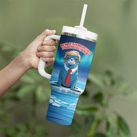 Personalized I Stand With Greenland Tumbler With Handle Funny Sealion Founding