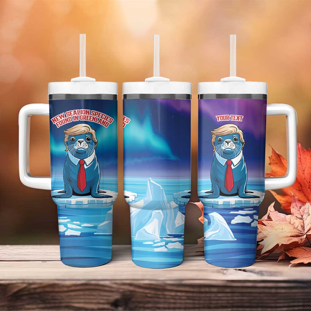 Personalized I Stand With Greenland Tumbler With Handle Funny Sealion Founding