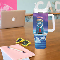 Personalized I Stand With Greenland Tumbler With Handle Funny Sealion Founding