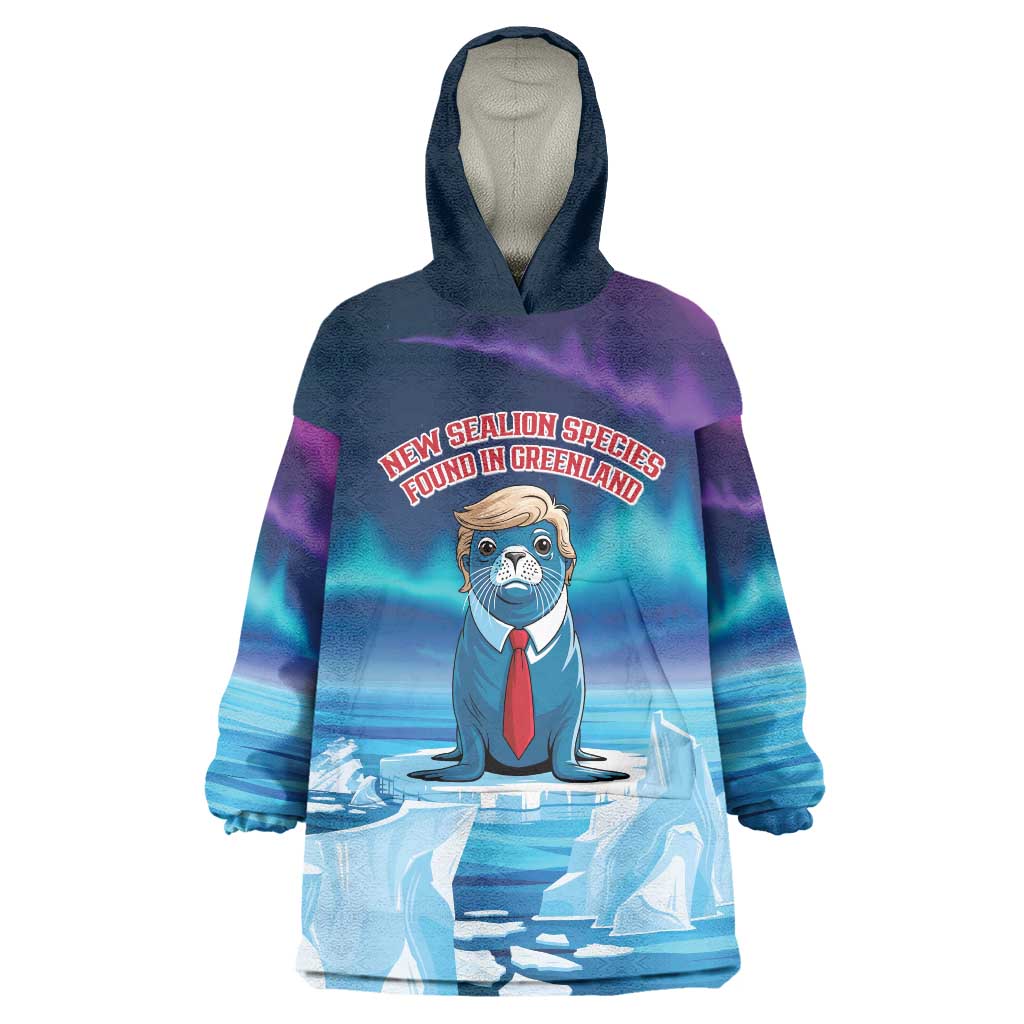 Personalized I Stand With Greenland Wearable Blanket Hoodie Funny Sealion Founding