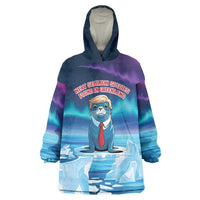 Personalized I Stand With Greenland Wearable Blanket Hoodie Funny Sealion Founding