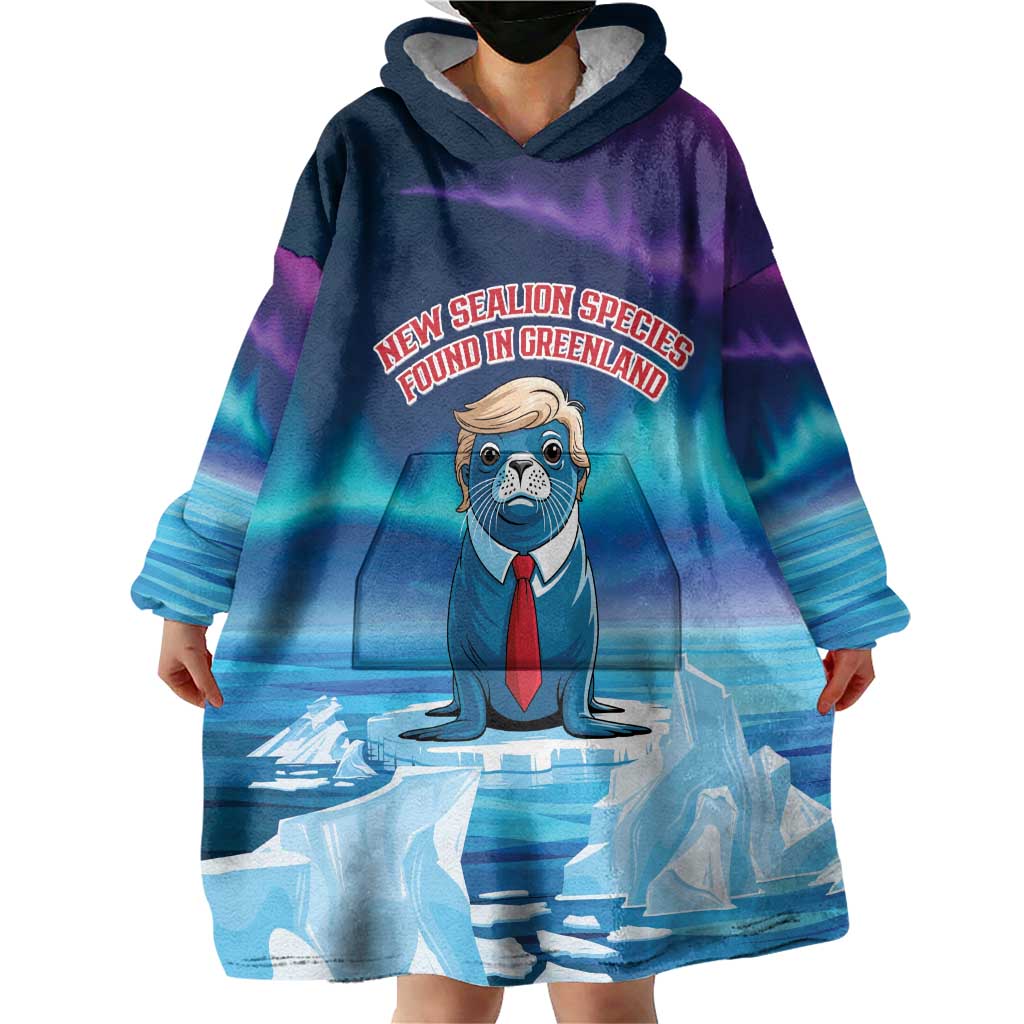 Personalized I Stand With Greenland Wearable Blanket Hoodie Funny Sealion Founding