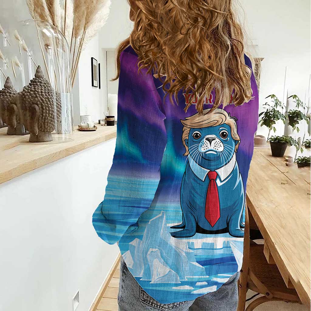 Personalized I Stand With Greenland Women Casual Shirt Funny Sealion Founding