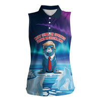 Personalized I Stand With Greenland Women Sleeveless Polo Shirt Funny Sealion Founding