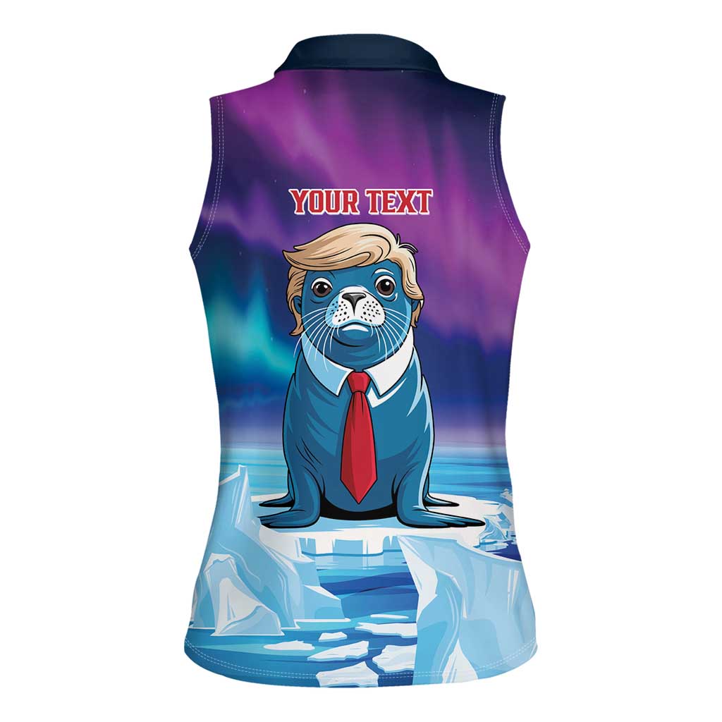 Personalized I Stand With Greenland Women Sleeveless Polo Shirt Funny Sealion Founding