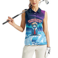 Personalized I Stand With Greenland Women Sleeveless Polo Shirt Funny Sealion Founding