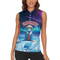 Personalized I Stand With Greenland Women Sleeveless Polo Shirt Funny Sealion Founding
