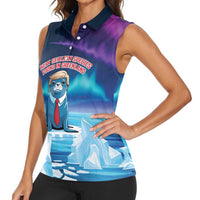 Personalized I Stand With Greenland Women Sleeveless Polo Shirt Funny Sealion Founding