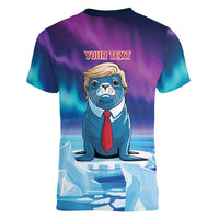 Personalized I Stand With Greenland Women V-Neck T-Shirt Funny Sealion Founding