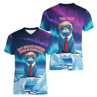 Personalized I Stand With Greenland Women V-Neck T-Shirt Funny Sealion Founding