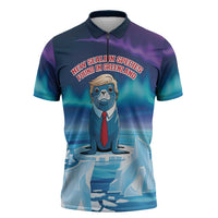 Personalized I Stand With Greenland Zipper Polo Shirt Funny Sealion Founding
