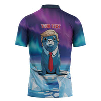 Personalized I Stand With Greenland Zipper Polo Shirt Funny Sealion Founding
