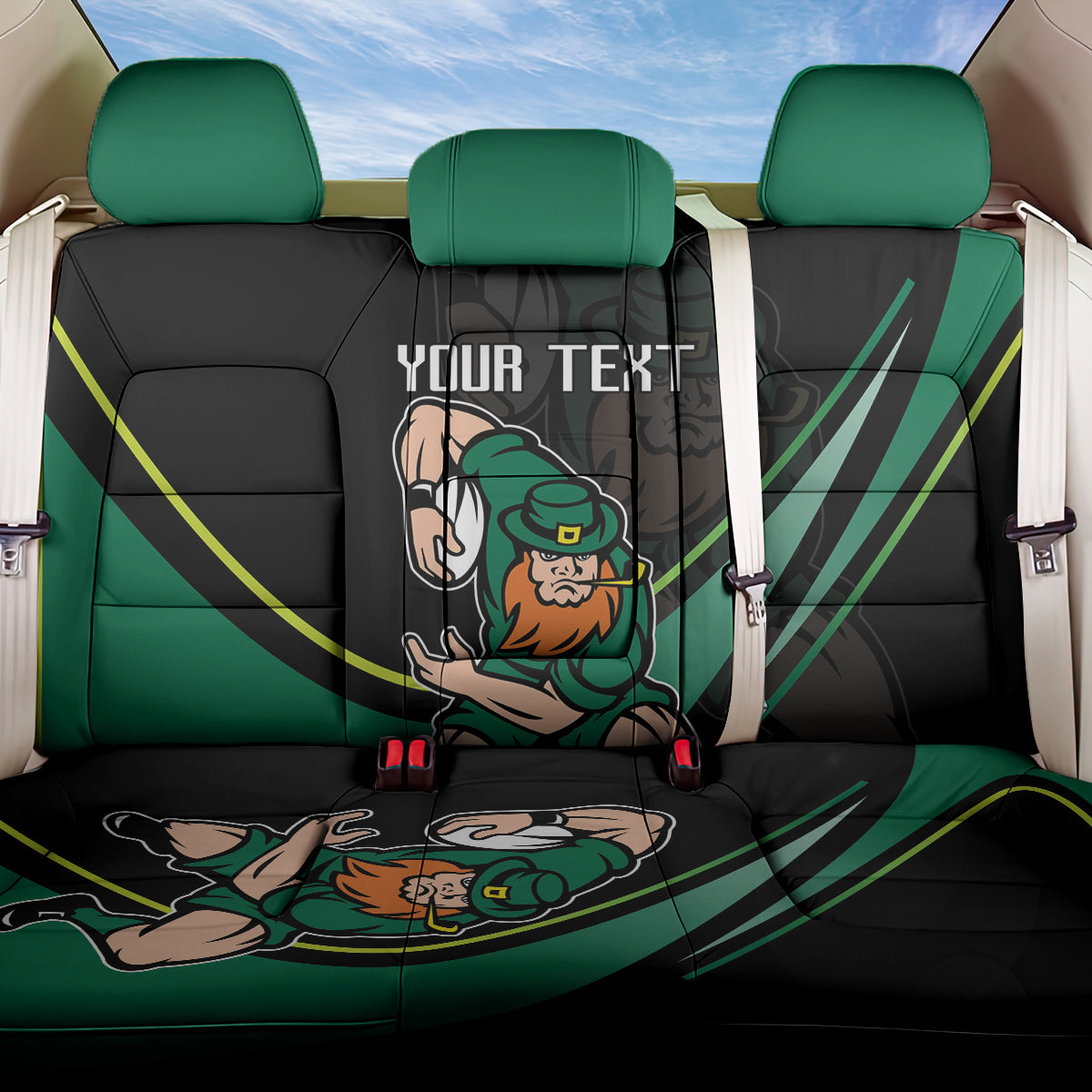 Custom Ireland Rugby Back Car Seat Cover Irish Shamrocks Warriors Sporty Style