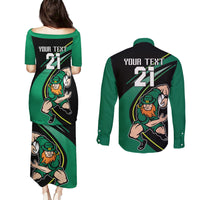 Custom Ireland Rugby Couples Matching Puletasi and Long Sleeve Button Shirt Irish Shamrocks Warriors Sporty Style LT9 - Wonder Print Shop