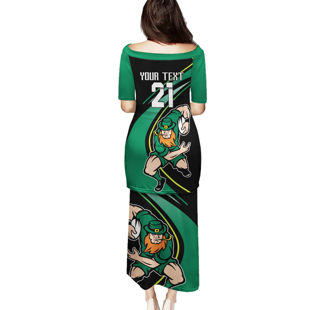 Custom Ireland Rugby Family Matching Puletasi and Hawaiian Shirt Irish Shamrocks Warriors Sporty Style - Wonder Print Shop