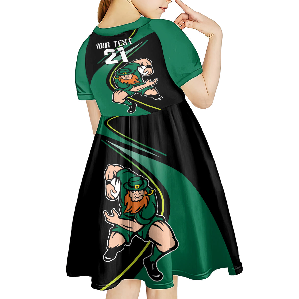 Custom Ireland Rugby Kid Short Sleeve Dress Irish Shamrocks Warriors Sporty Style - Wonder Print Shop