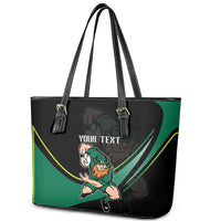Custom Ireland Rugby Leather Tote Bag Irish Shamrocks Warriors Sporty Style - Wonder Print Shop