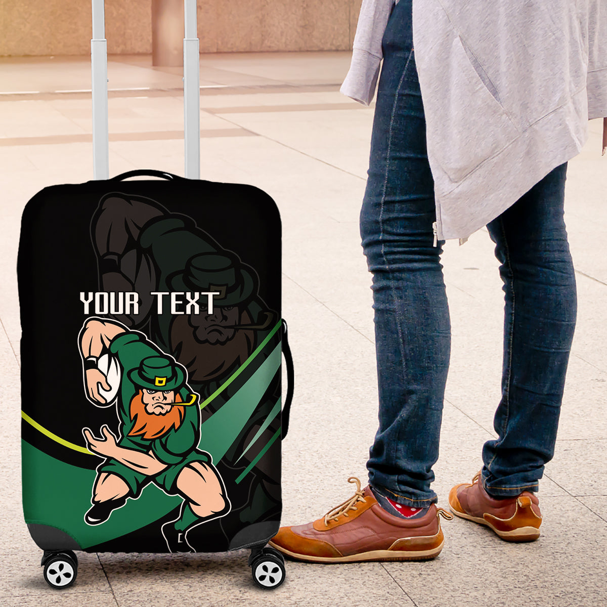 Custom Ireland Rugby Luggage Cover Irish Shamrocks Warriors Sporty Style - Wonder Print Shop