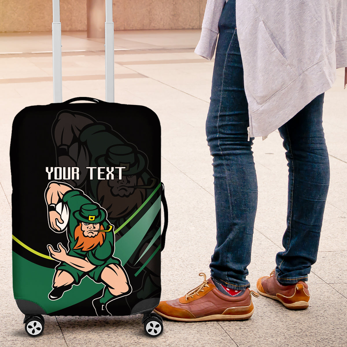 Custom Ireland Rugby Luggage Cover Irish Shamrocks Warriors Sporty Style