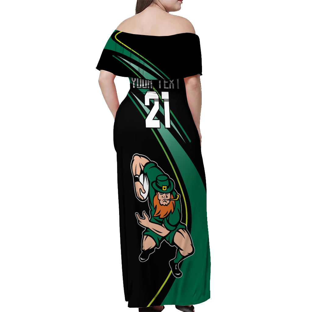 Custom Ireland Rugby Off Shoulder Maxi Dress Irish Shamrocks Warriors Sporty Style - Wonder Print Shop