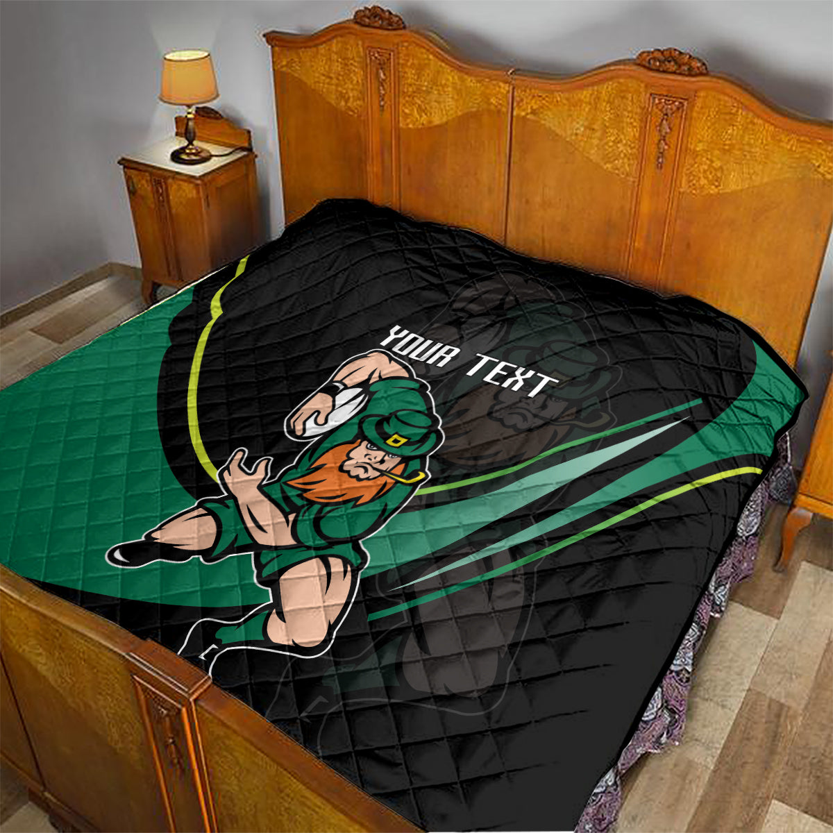 Custom Ireland Rugby Quilt Irish Shamrocks Warriors Sporty Style - Wonder Print Shop