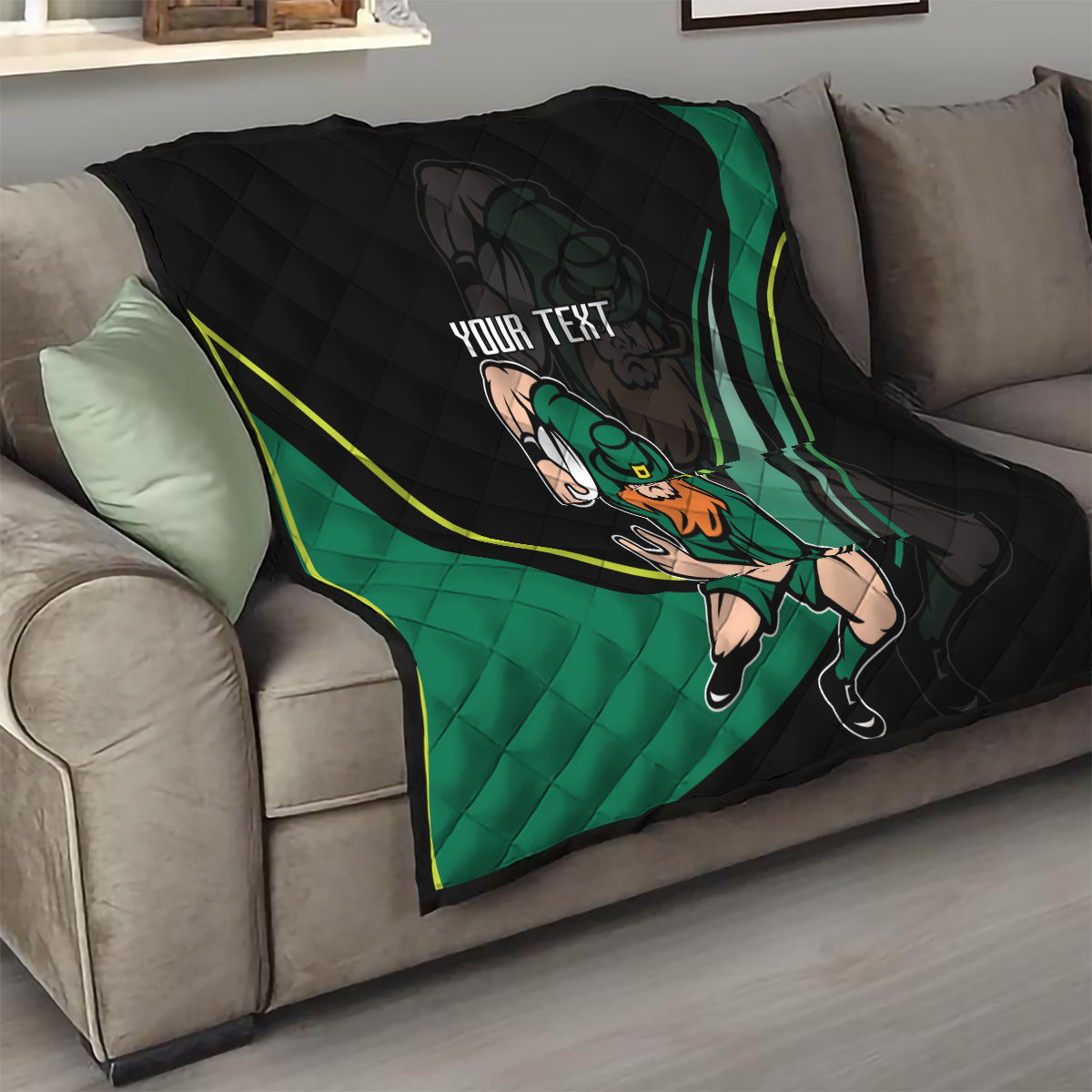 Custom Ireland Rugby Quilt Irish Shamrocks Warriors Sporty Style - Wonder Print Shop