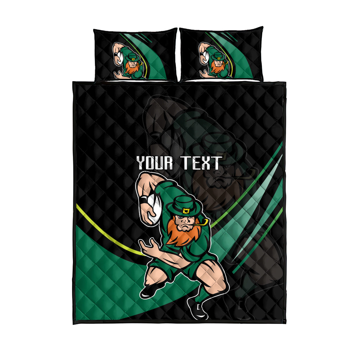 Custom Ireland Rugby Quilt Bed Set Irish Shamrocks Warriors Sporty Style - Wonder Print Shop
