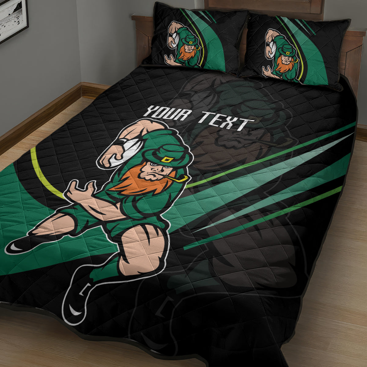 Custom Ireland Rugby Quilt Bed Set Irish Shamrocks Warriors Sporty Style - Wonder Print Shop