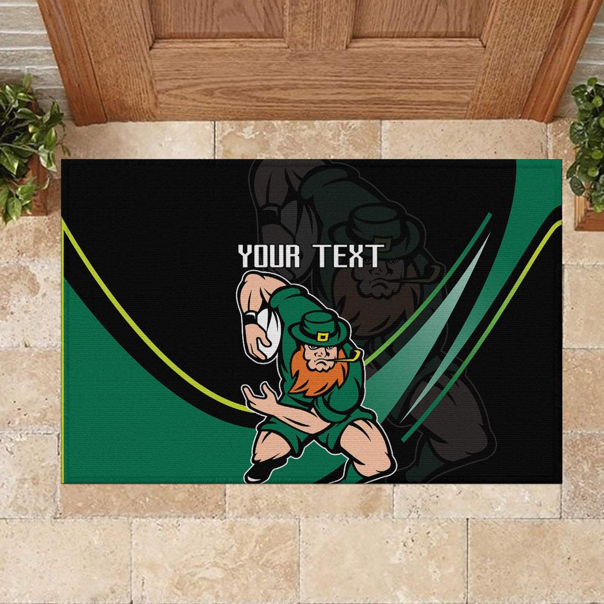Custom Ireland Rugby Rubber Doormat Irish Shamrocks Warriors Sporty Style - Wonder Print Shop