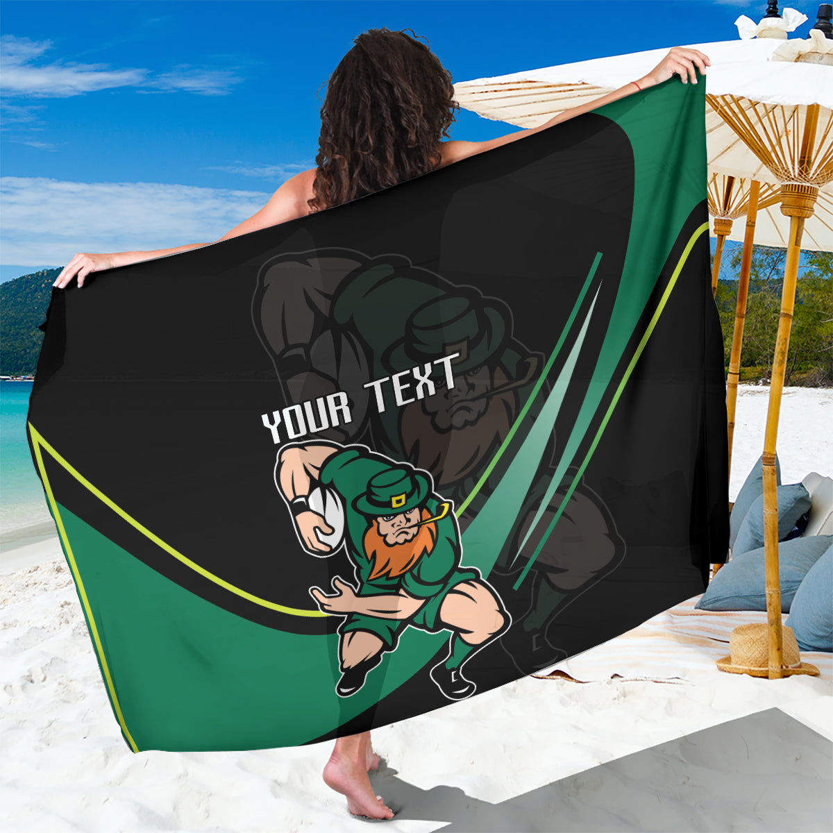 Custom Ireland Rugby Sarong Irish Shamrocks Warriors Sporty Style - Wonder Print Shop