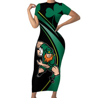 Custom Ireland Rugby Short Sleeve Bodycon Dress Irish Shamrocks Warriors Sporty Style - Wonder Print Shop