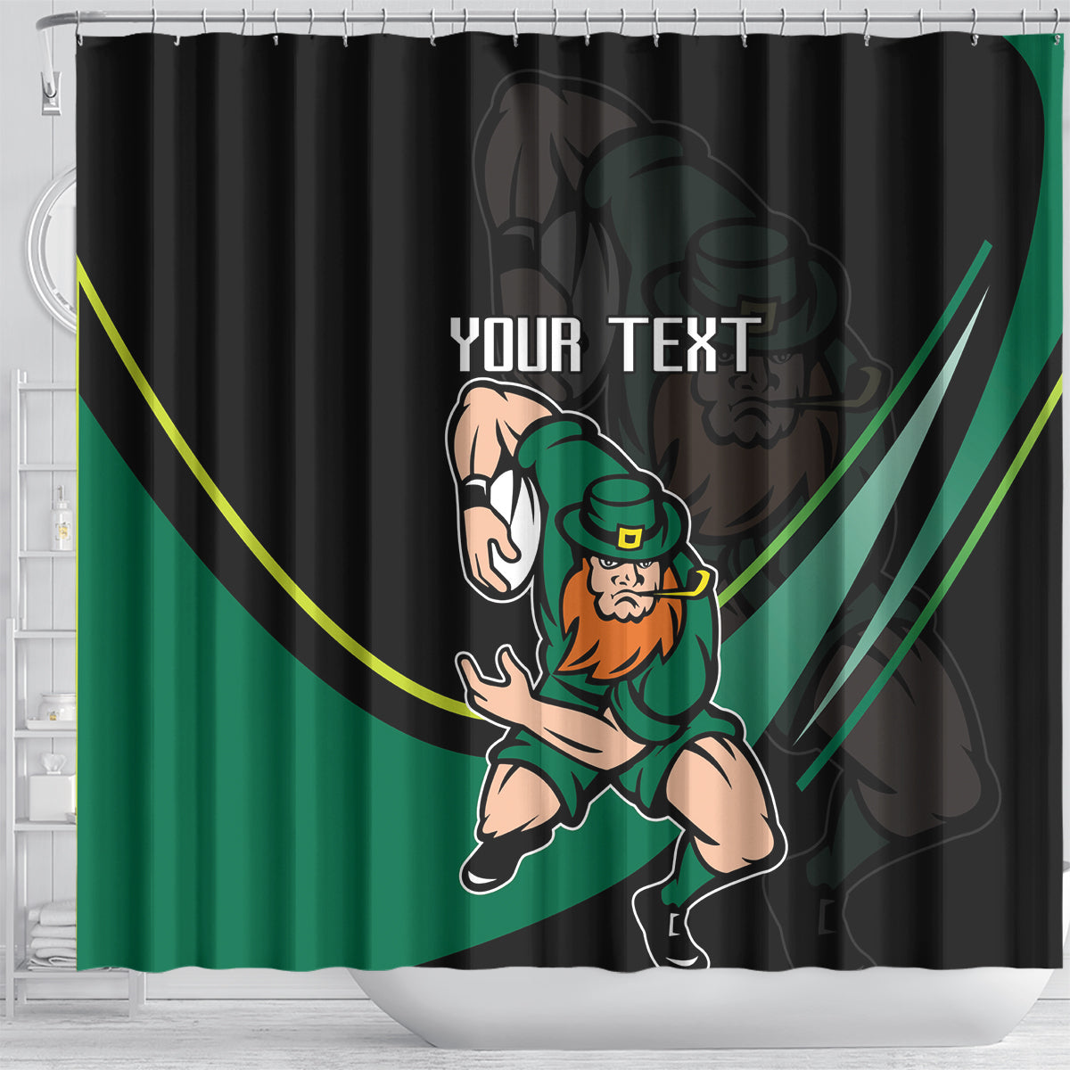 Custom Ireland Rugby Shower Curtain Irish Shamrocks Warriors Sporty Style