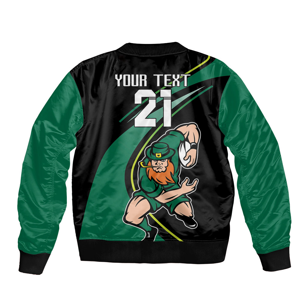 Custom Ireland Rugby Sleeve Zip Bomber Jacket Irish Shamrocks Warriors Sporty Style - Wonder Print Shop