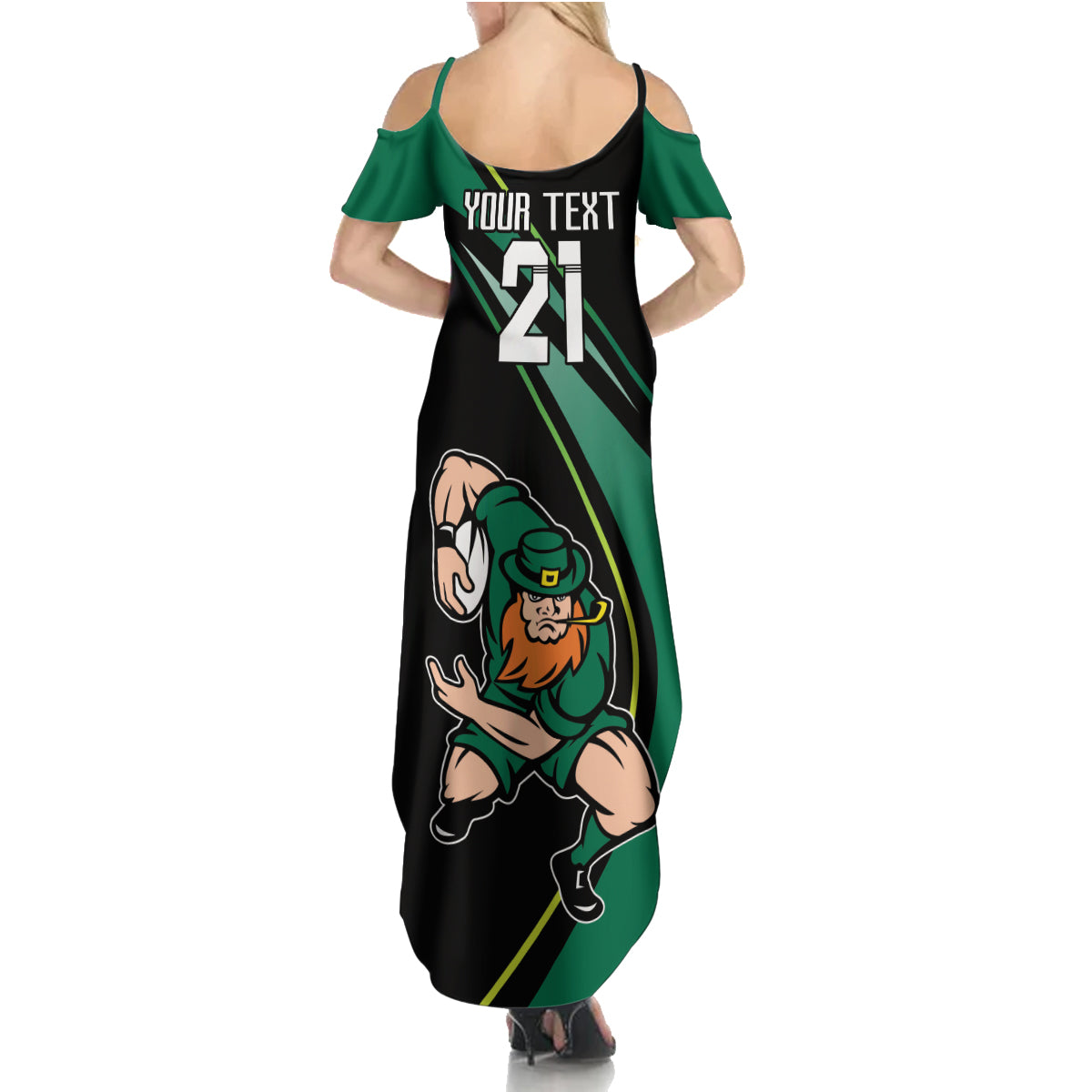 Custom Ireland Rugby Summer Maxi Dress Irish Shamrocks Warriors Sporty Style - Wonder Print Shop
