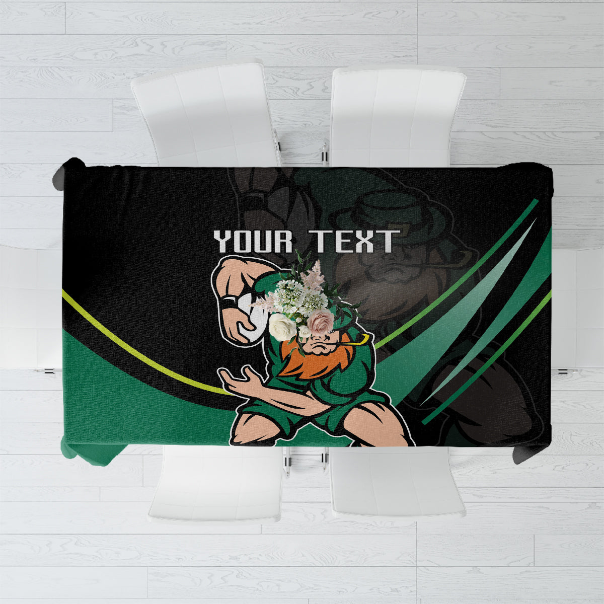 Custom Ireland Rugby Tablecloth Irish Shamrocks Warriors Sporty Style - Wonder Print Shop