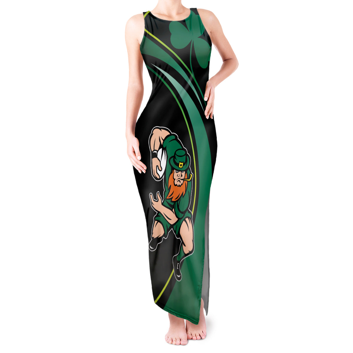 Custom Ireland Rugby Tank Maxi Dress Irish Shamrocks Warriors Sporty Style - Wonder Print Shop