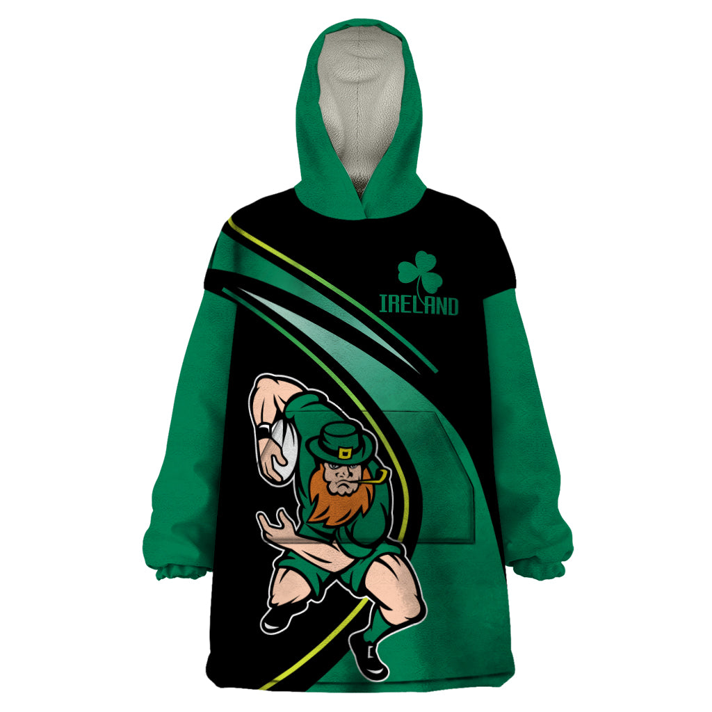 Custom Ireland Rugby Wearable Blanket Hoodie Irish Shamrocks Warriors Sporty Style - Wonder Print Shop