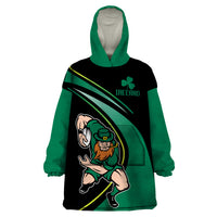 Custom Ireland Rugby Wearable Blanket Hoodie Irish Shamrocks Warriors Sporty Style - Wonder Print Shop