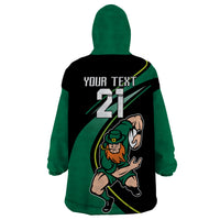 Custom Ireland Rugby Wearable Blanket Hoodie Irish Shamrocks Warriors Sporty Style - Wonder Print Shop